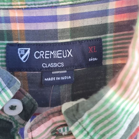 CREMIEUX Classics Mens XL Plaid Button Down Cotton Short Sleeve Shirt Multicolor - Picture 3 of 5